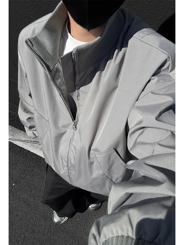 Jacket man 2026 casual coat autumn high quality solid color double zipper high collar baseball jacket top clothing
