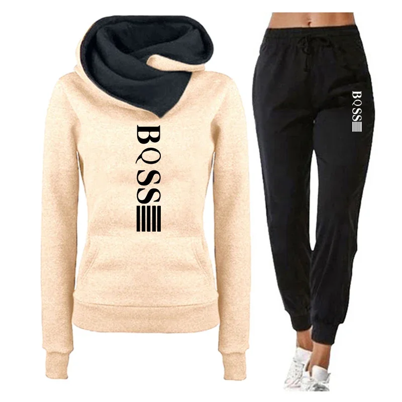 Womens Tracksuit Autumn Winter Warm Hooded Sweatshirts Female Jogging Sweatpants Fashion Versatile Woman Clothing Sports Outfits