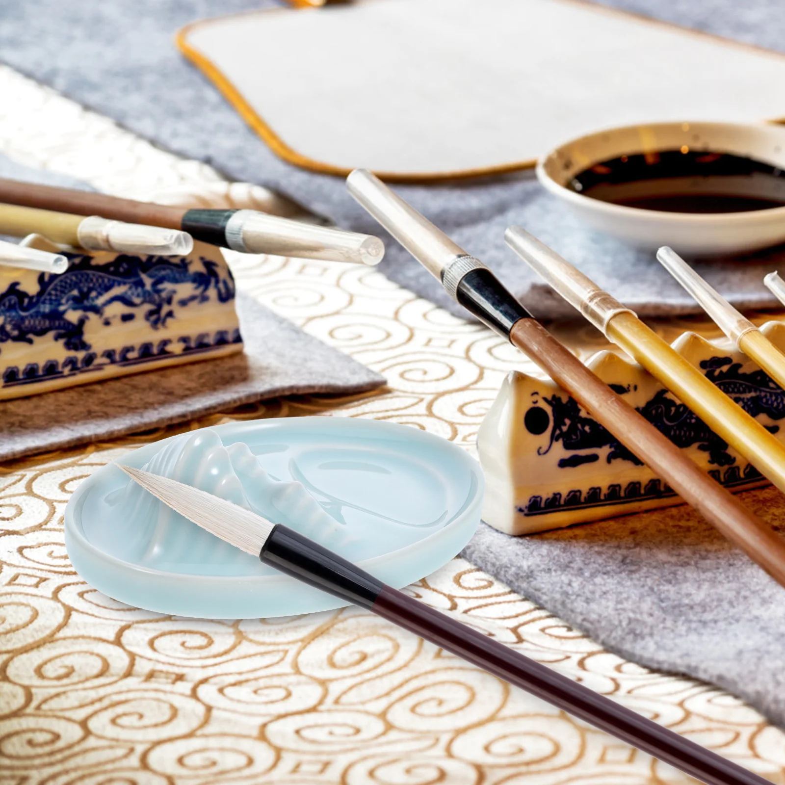 

Calligraphy Is Often Chinese Brush Rests Ceramic Painting Writing Ink Plate Sumi Wash Holders Tray