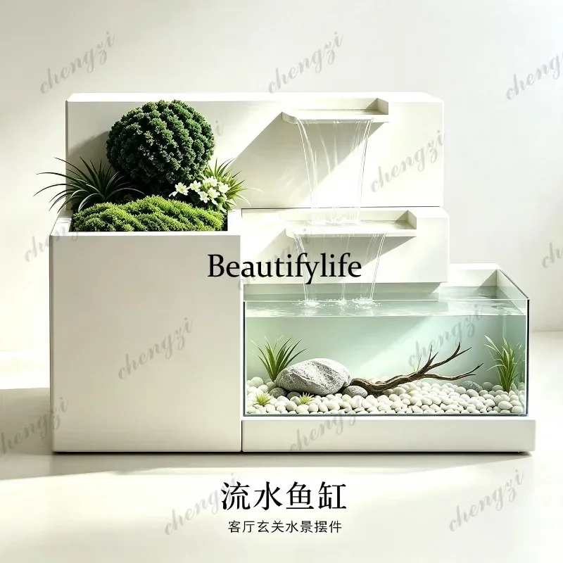 flowing water landscape fish tank integrated ornament indoor foyer living room circulating water landscaping floor decoration