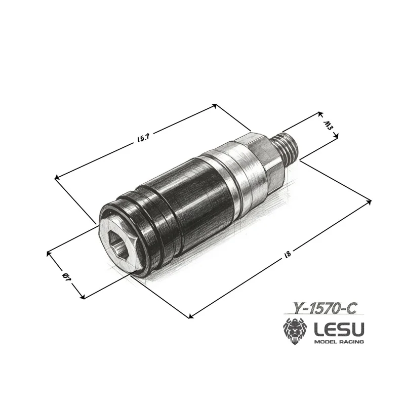 RC 1/14 LESU Ölschlauch-Schnellkupplung (weiblich) für Tamiya Hydraulikbagger, Lader, Muldenkipper, DIY-Teile – Detail 6