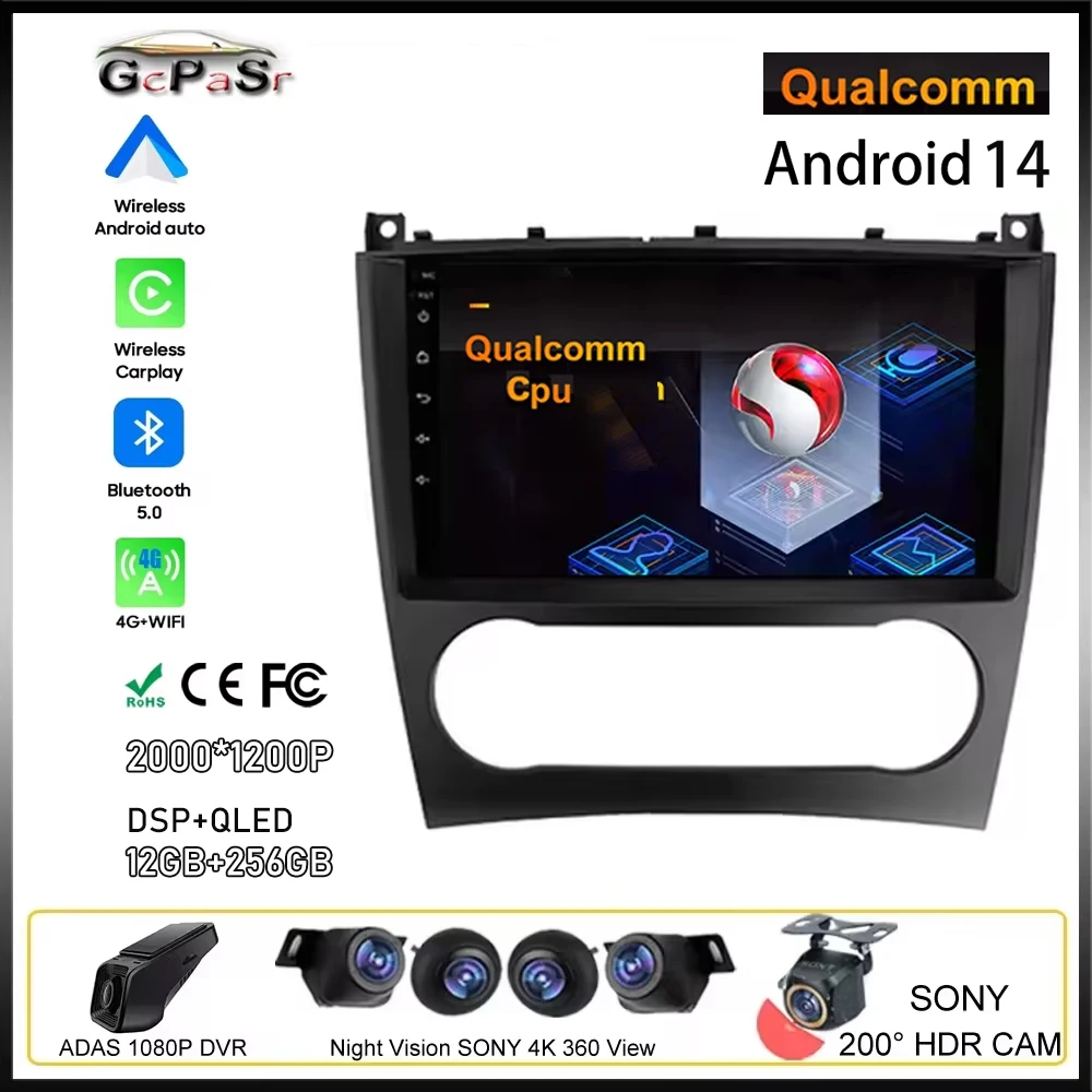 Qualcomm Android For Benz W203 W209 C180 C200 C220 C230 2004 - 2011 Car Radio Player Navigation Stereo Carplay Autoradio 2din