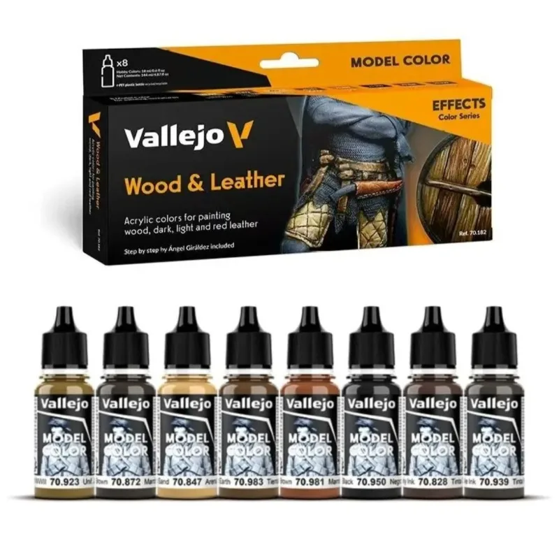 vallejo-av-70182-model-color-effects-wood-leather-paint-set-8x18ml-water-based-acrylic-pigment-for-model-coloring-hobby
