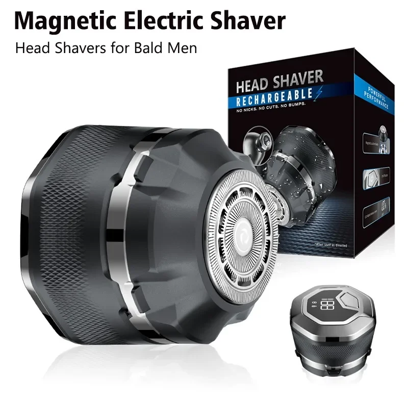 Head Shavers for Bald Men - Single Head Magnetic Electric Shaver IPX6 Waterproof ,10000 RPM High-Speed Motor for Fast Shaving