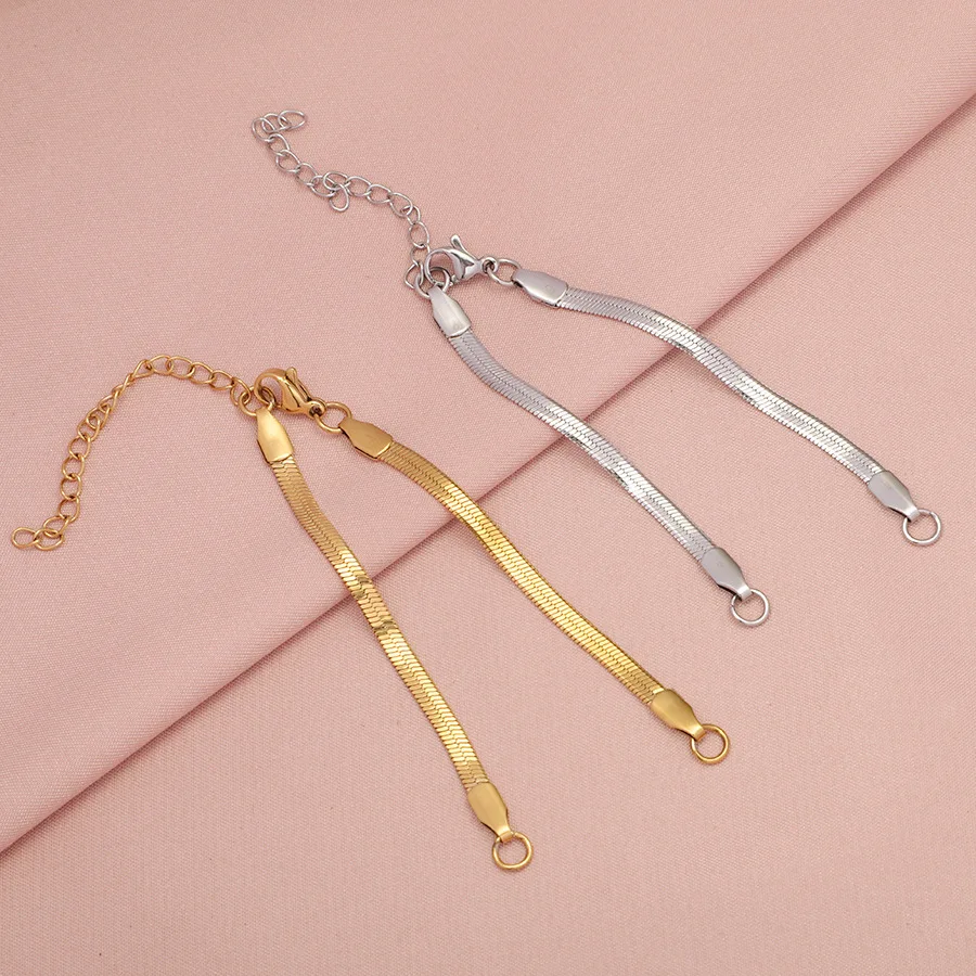 Fnixtar 10pcs Stainless Steel Blade Chain Bracelet for Women Adjustable Hand Chain DIY Snake Chains Jewelry Accessories Gift