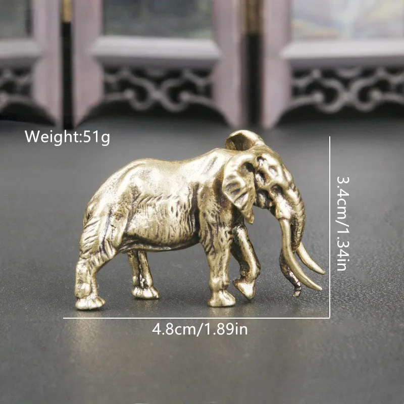 Antique Minature Mammoth Figurines Tea Pet Table Ornament Decorations Solid Copper Animal Crafts Home Decor Living Room