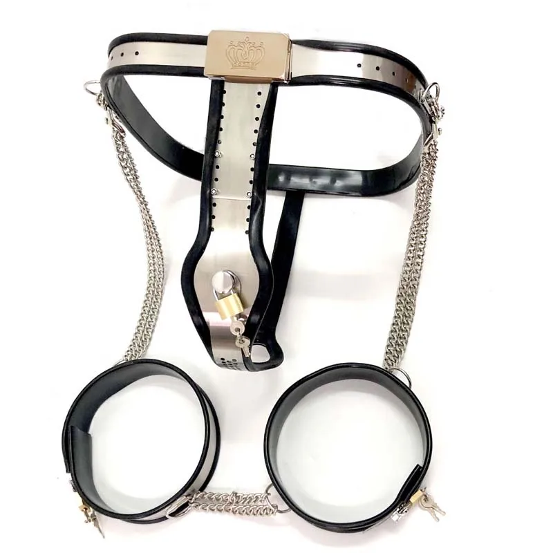 Female Chastity Belt Anal Plug Pants Thigh Ring Cuffs Stainless Steel Metal Chastity Device adult bdsm bondage lock sex shop