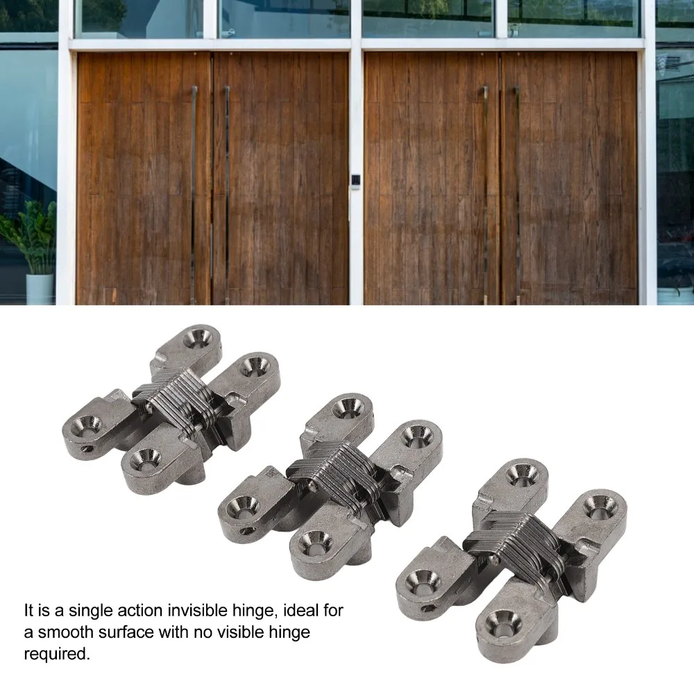 3PCS Durable Soft Close Nvisible Door Hinges Cold Rolled Steel 180 Degree Swing Concealed Cabinet Hinges Cross Hinges Jewel Box