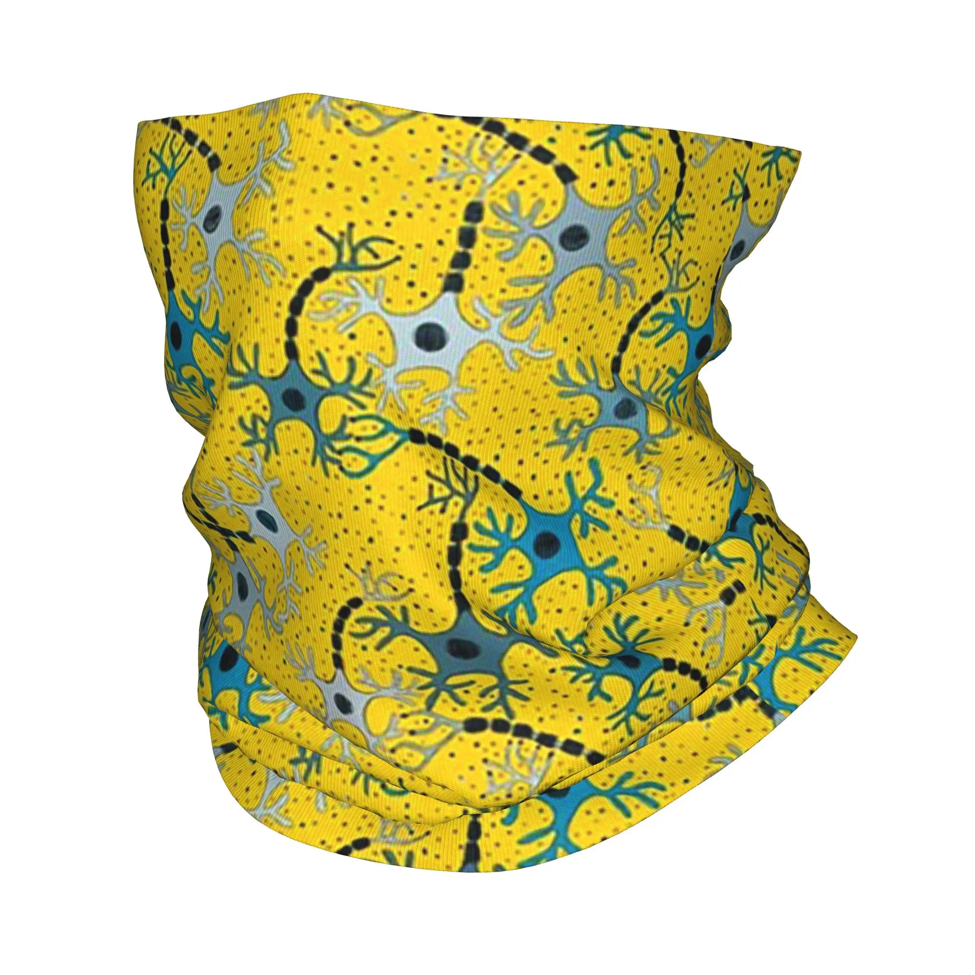 Cartoon Neurons on Yellow Bandana Neck Gaiter Printed Face Scarf Multifunction Balaclava Riding Unisex Adult