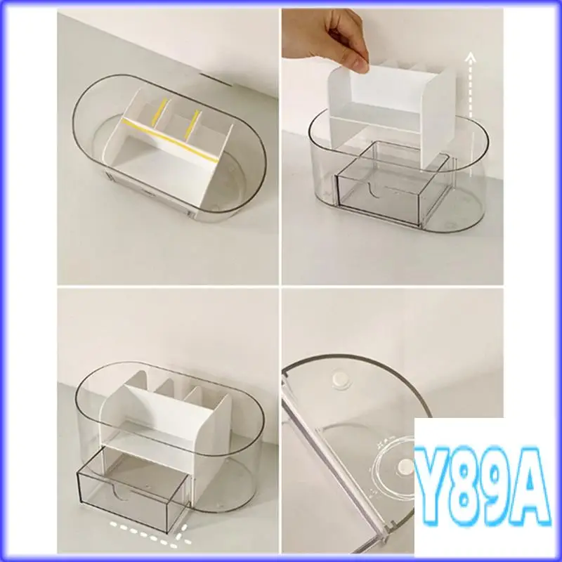 GO-1 PCS Clear Desk Organizer Acrylic Pen Pencil Marker Holder Desktop Organizer (Pink)