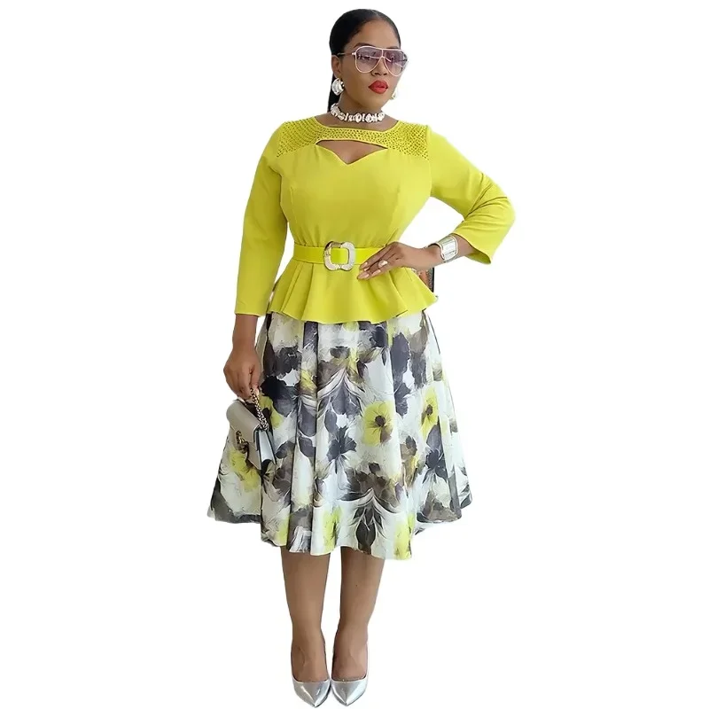 

African For Women Summer Dress 2025 New Dashiki Fashion Belted Maxi Dinner Party Dress Vintage Printed Casual Vestidos Robe