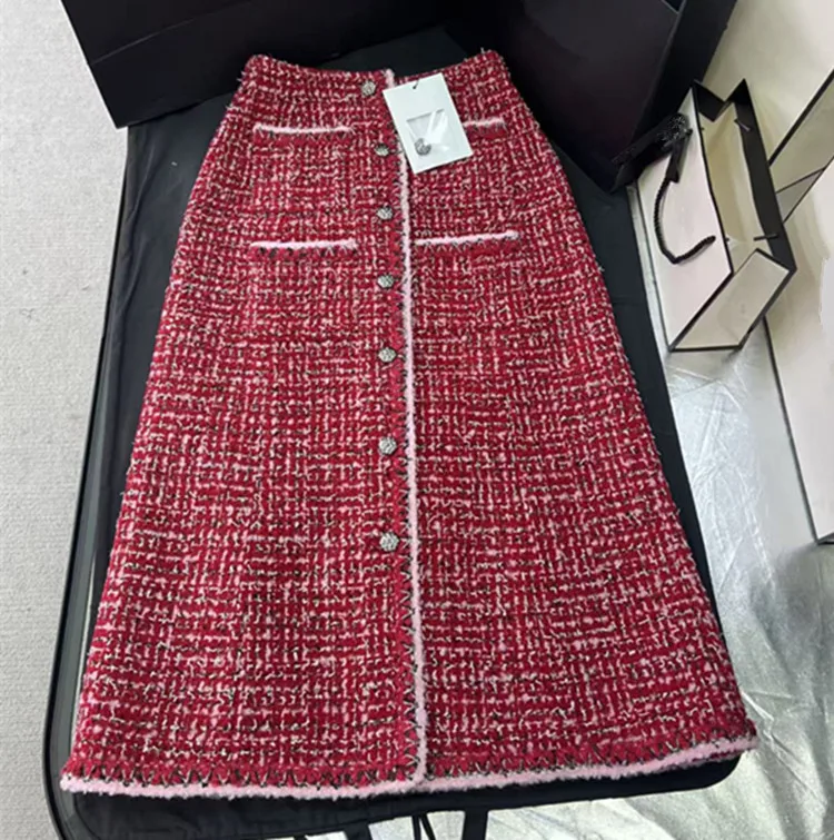 Customization European women's fashion 2026 spring new collection Long-sleeved single-button red tweed coat Fashionable suit