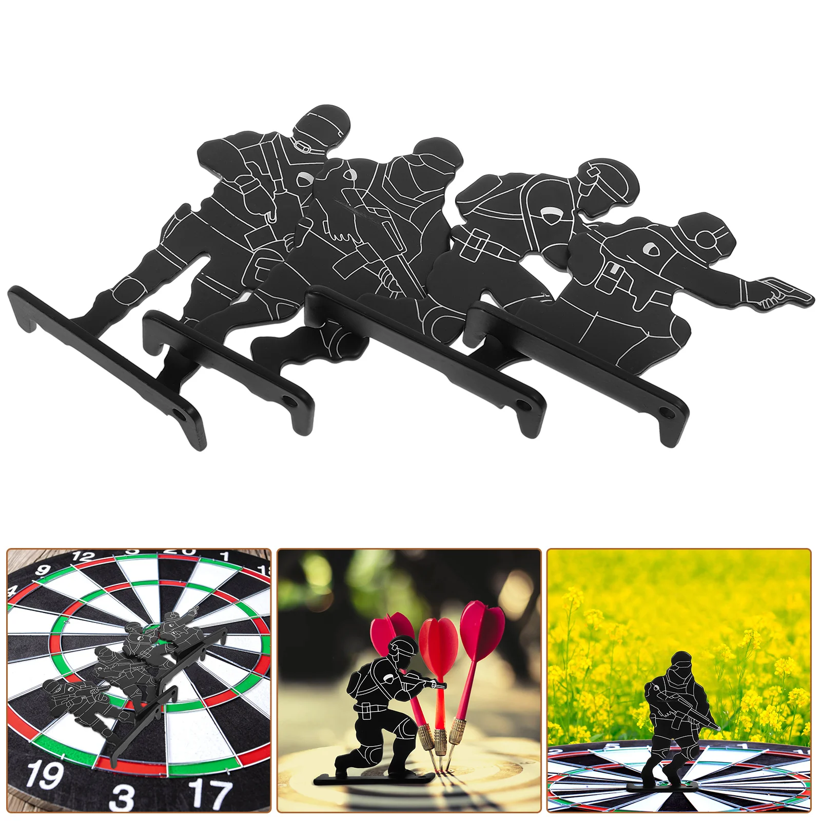 

4PCS Metal Humanoid Small Equipment Range Training Live CS (Black) Metal Targets Humanoid Targets Mini