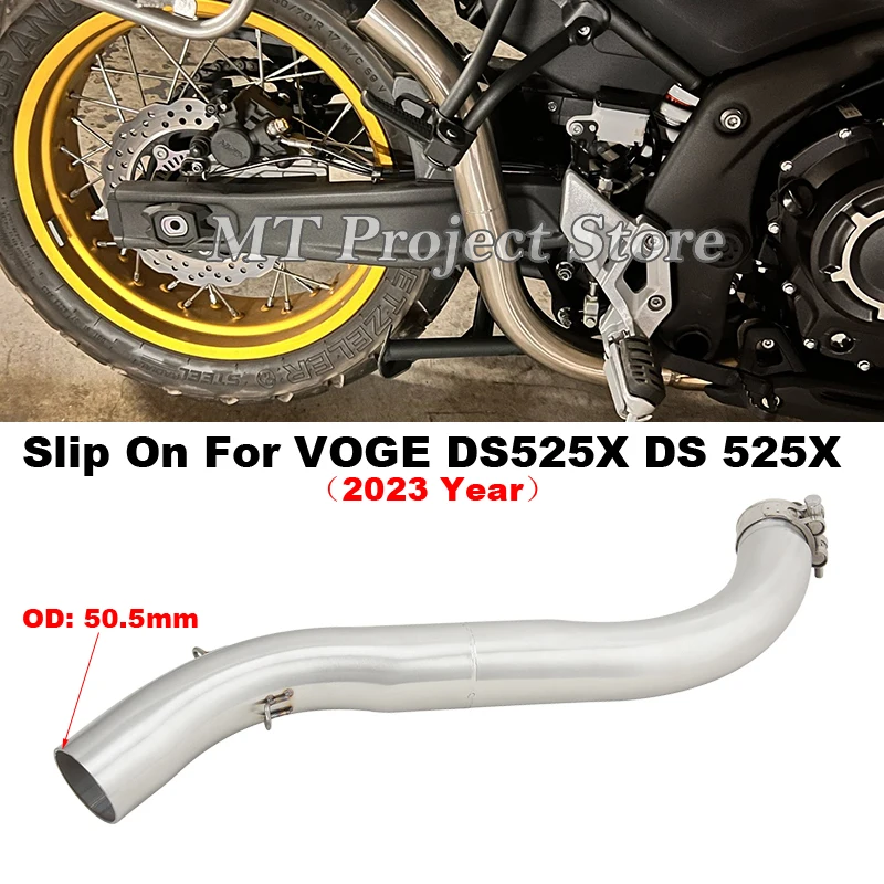 Slip On For VOGE DS525X DS 525X 2023 Year Motorcycle Exhaust Escape Motorbike Stainless Steel Middle Mid Link Pipe 51mm Muffler