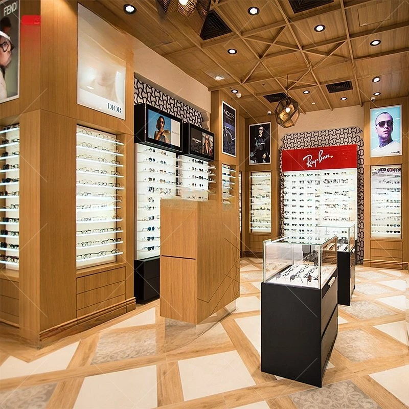 Optical shop manufacturer display cabinet Iron wooden glasses display stand Sunglasses wall cabinet