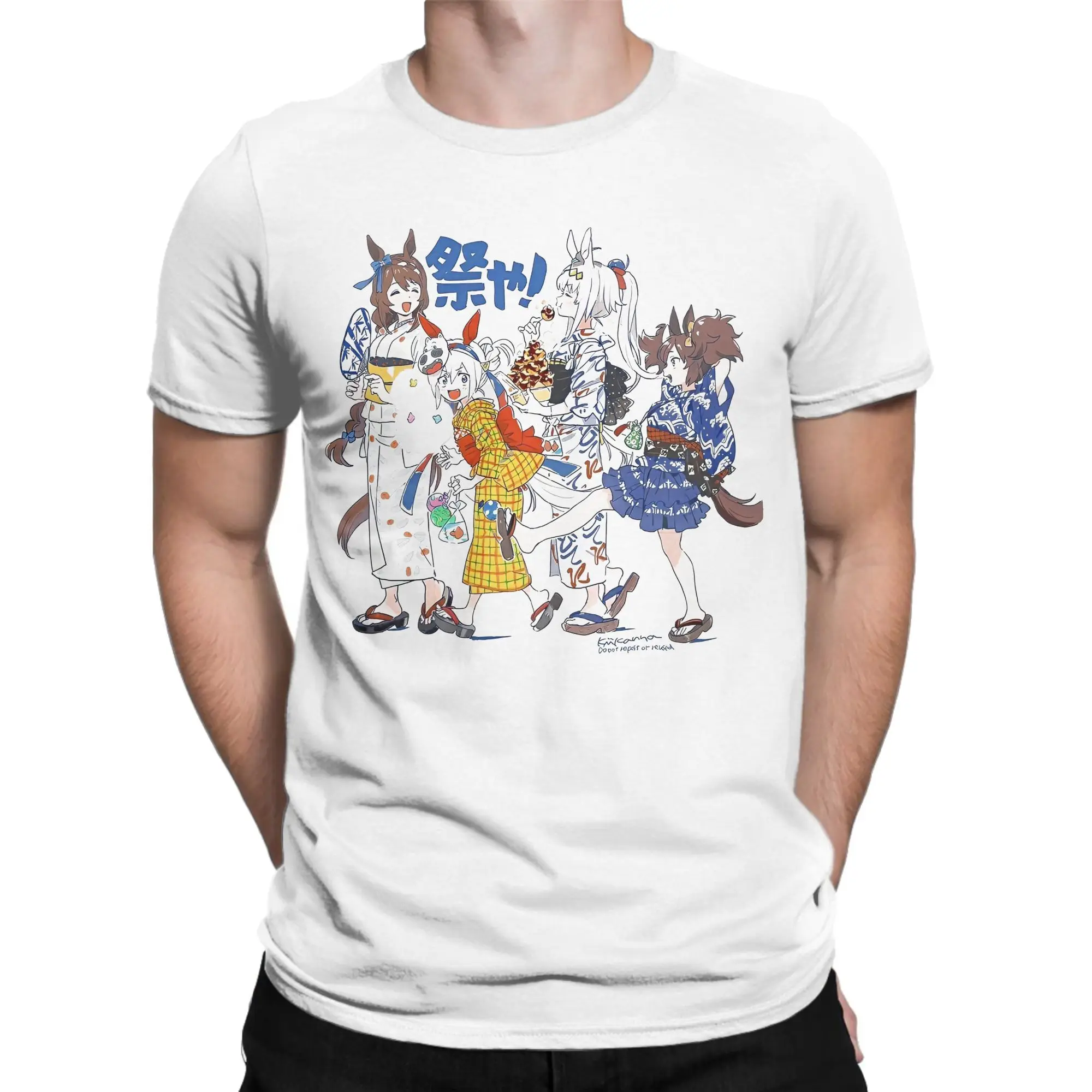 Umamusume Japanese Game T-Shirt Summer  Vintage T-Shirts 100% Cotton Novelty Tshirt For Man Short Sleeves Loose Clothes