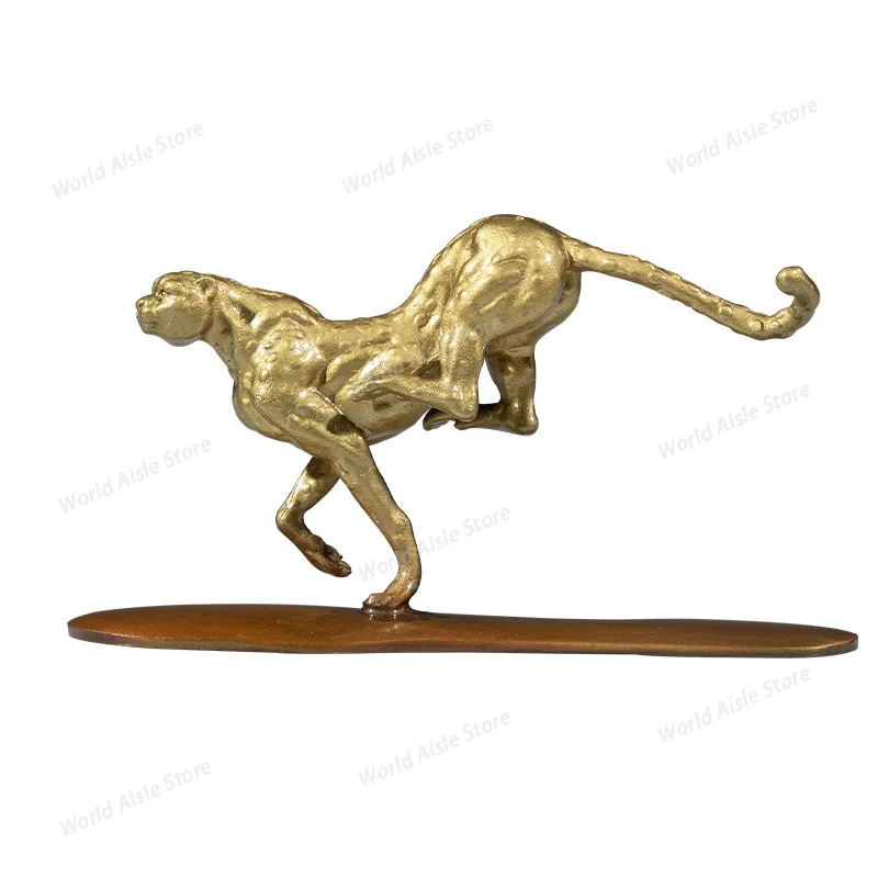 Exquisite Handcrafted Brass Leopard Car Ornament Fortune-Bringing Center Console Interior Decor