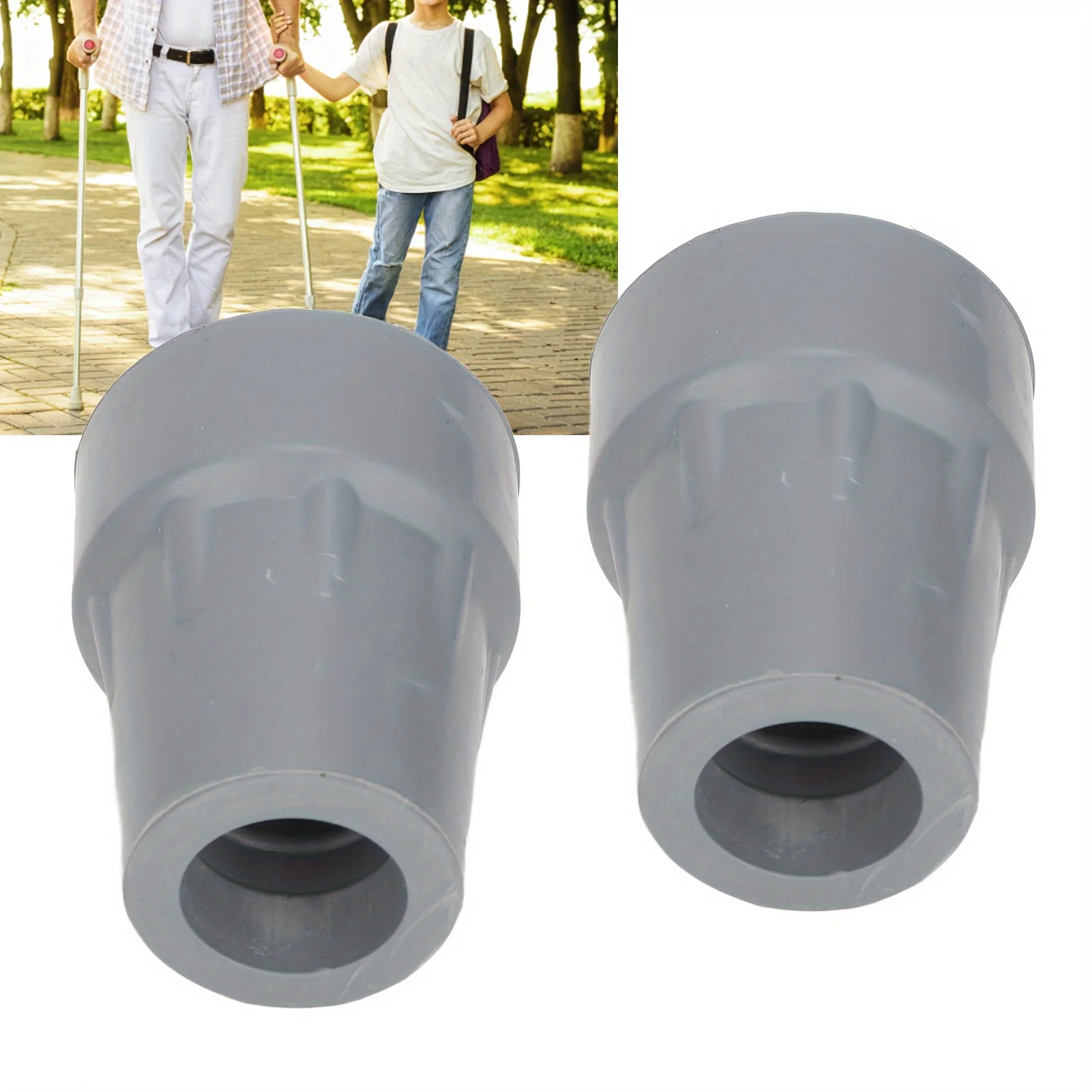 2pcs 22mm Cane Tip Prevent Slip Shock Absorbing Heavy Duty Replacement Rubber Crutch Tips for Elderly Patient