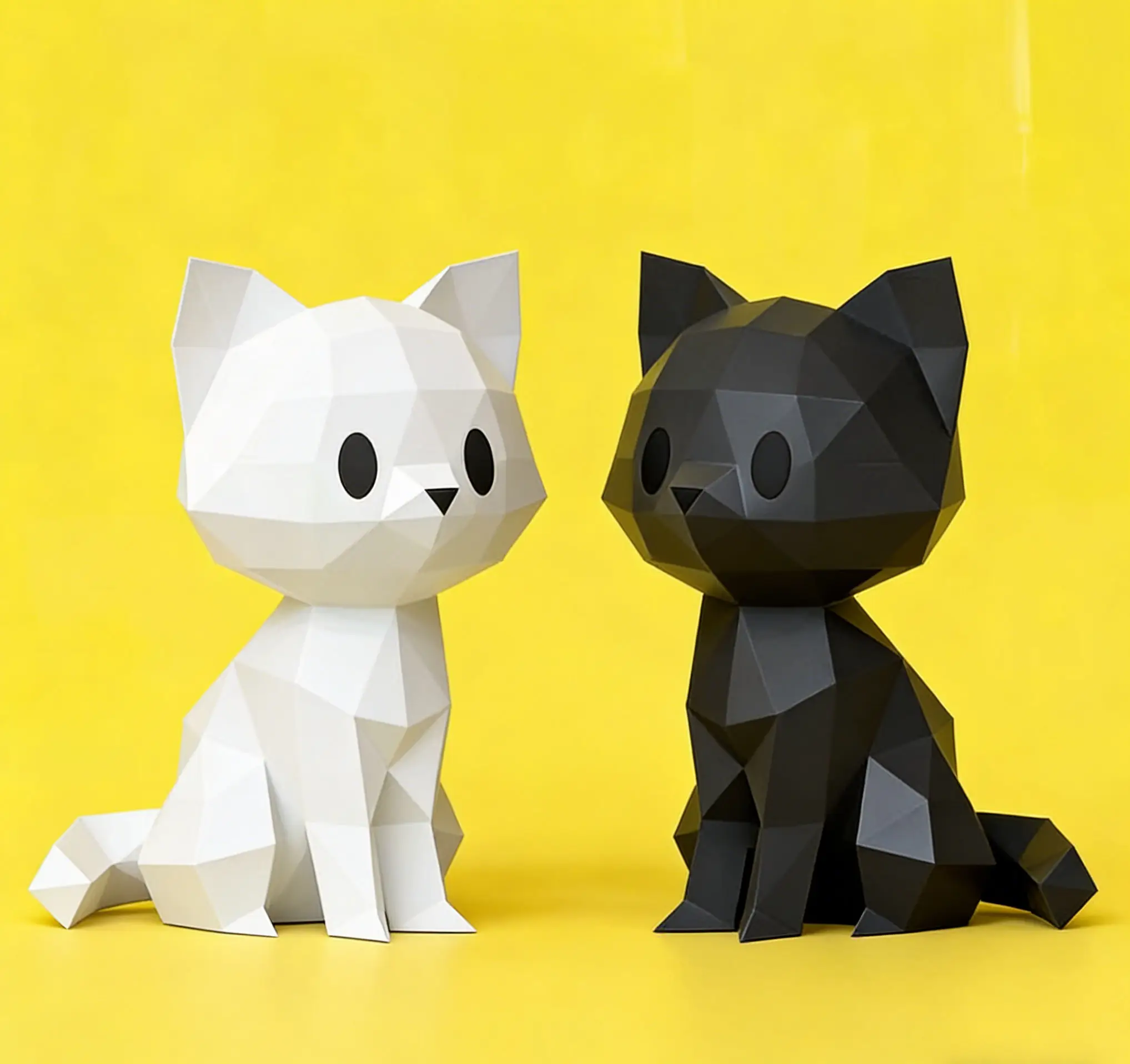 

27cm Geometric Cat 3D Paper Model - DIY Handcraft Home Decor for Living Room/Bedroom, Creative Ornament & Friend Gift