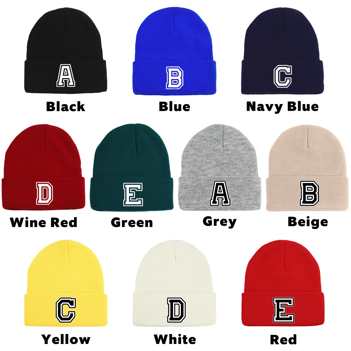 أسود أبيض خطابات طباعة الخريف قبعة شتوية للنساء الرجال يندبروف Skullies Beanies بسط خفيفة الوزن قبعات باردة الدفء