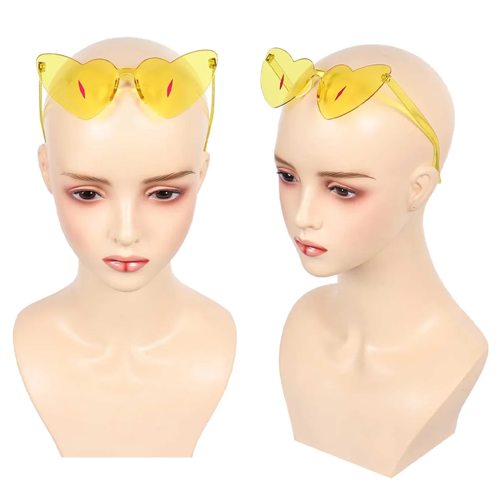 السير Pentious الأصفر على شكل قلب النظارات تأثيري الخيال النظارات التلفزيون الجحيم نزل زي تمويه اكسسوارات هالوين النساء الرجال #2