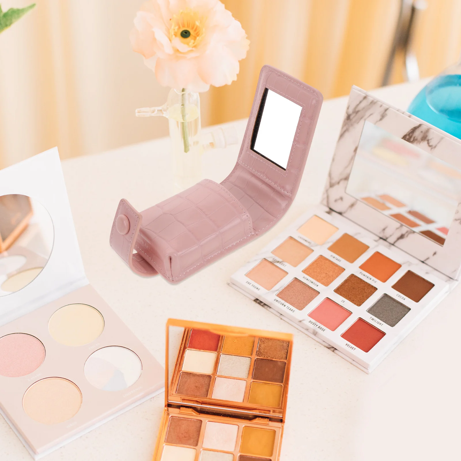 Étui à rouge à lèvres avec miroir pour sac à main, Mini trousse de maquillage, petit conteneur, artisanat raffiné, cadeau pour petite amie et femme