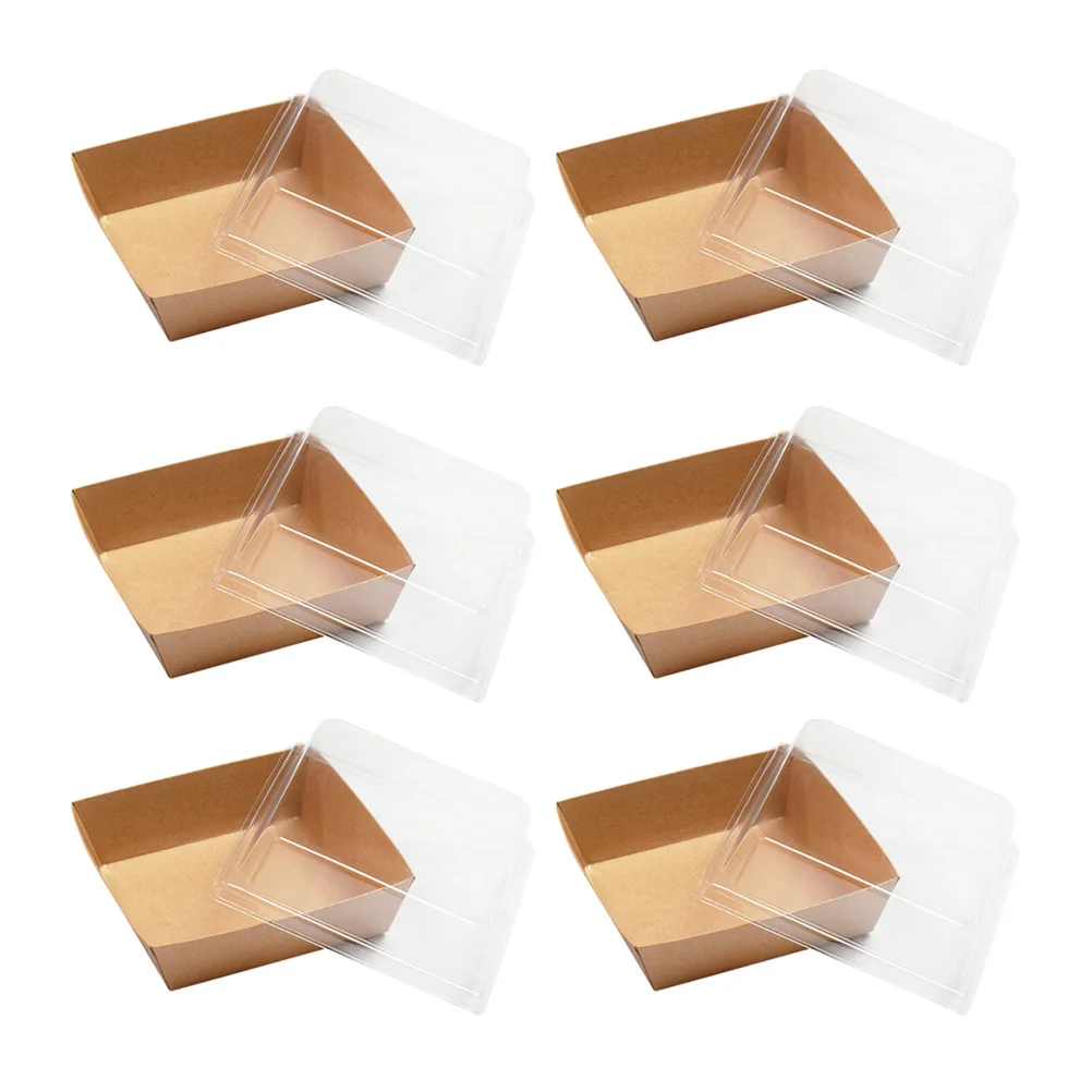 

50Pcs Kraft Paper Food Boxes Eco Friendly Clear Lid Perfect for Sandwich Hotdog Salad Bread Cake Cookie Party Supplies