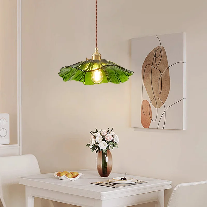 Japanese Retro Glass Pendant Light Nordic Style Brass Headboard Hallway Entrance Balcony Light Sunflower Pendant Light