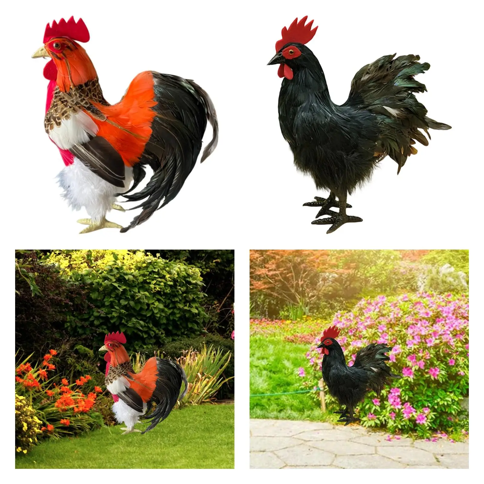Rooster Simulation Model Outdoor Decoration Chicken Garden Statue Simulation Cock Figurine for Farm Garden Kitchen Store Patio