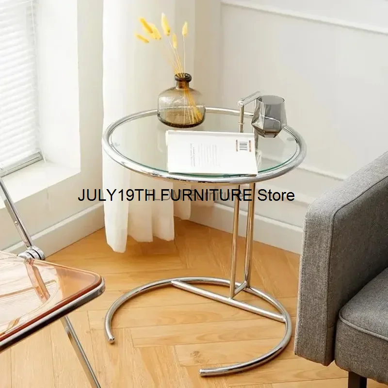 

Lift Coffee Table Metal Iron Glass Table Creative Simple Household Transparent Sofa Side Tables Nordic Designer C-shaped Table