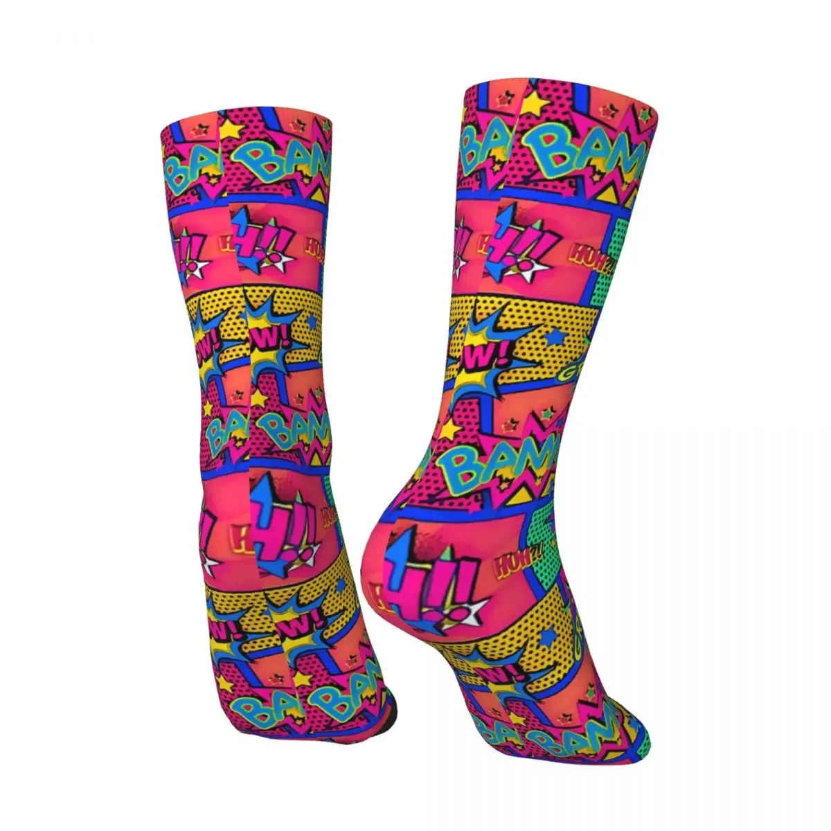 Hip Hop Retro Colorful Comic Book Panels Crazy Men's Socks Unisex Comic Book Lover Harajuku Seamless Printed Novelty Crew Sock