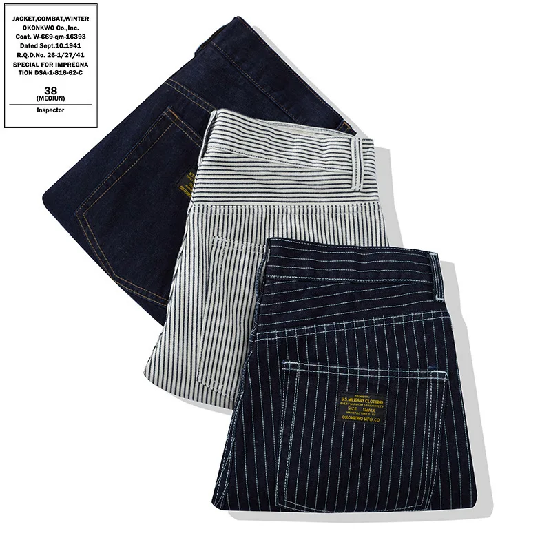 

Five-Quarter Railway Stripe Workwear orts Straight Leg Zipper Fly mid Waist Summer Casual Pants for Teen Boys