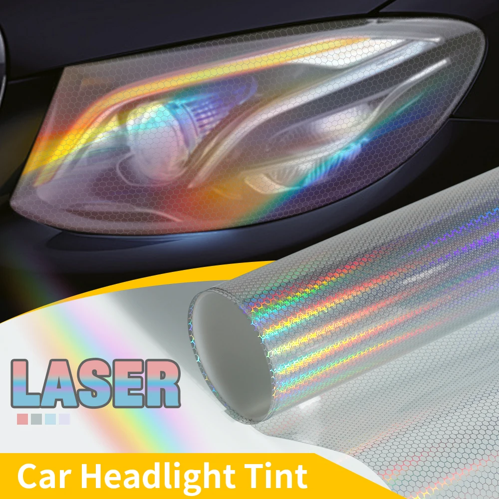 Auto-Laser-Wabenmuster Scheinwerfer Rücklicht Lampe Vinylfolie Nebelschlussleuchte Aufkleber Automobil-Scheinwerferfolie Wasserdichte Folien