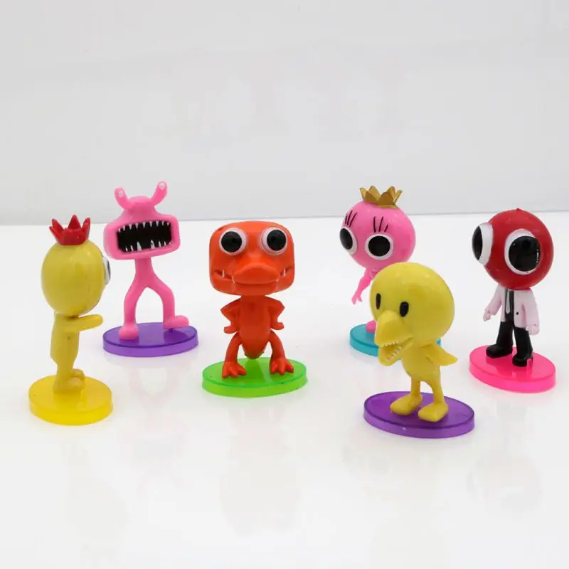 1 ensemble de figurines de dessin animé Rick pour enfant, statuette de monstre rose et bleu, ornements de gâteau, jouet cadeau