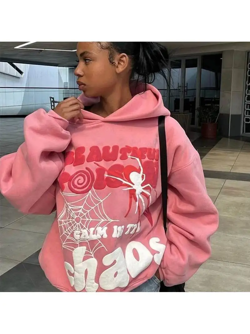 

Deeptown Y2K Harajuku Sle Pink Hoodies Women Aphic Print Sweatirts Retro fiti f-slim Fit Urban Walk raet Ci...