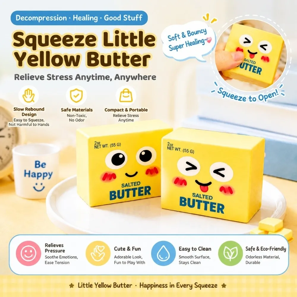 PU Foam Expression Butter Squishy High Elastic Slow Rising Squishy Stress Non Sticky Butter Shape Butter Stick Squishy