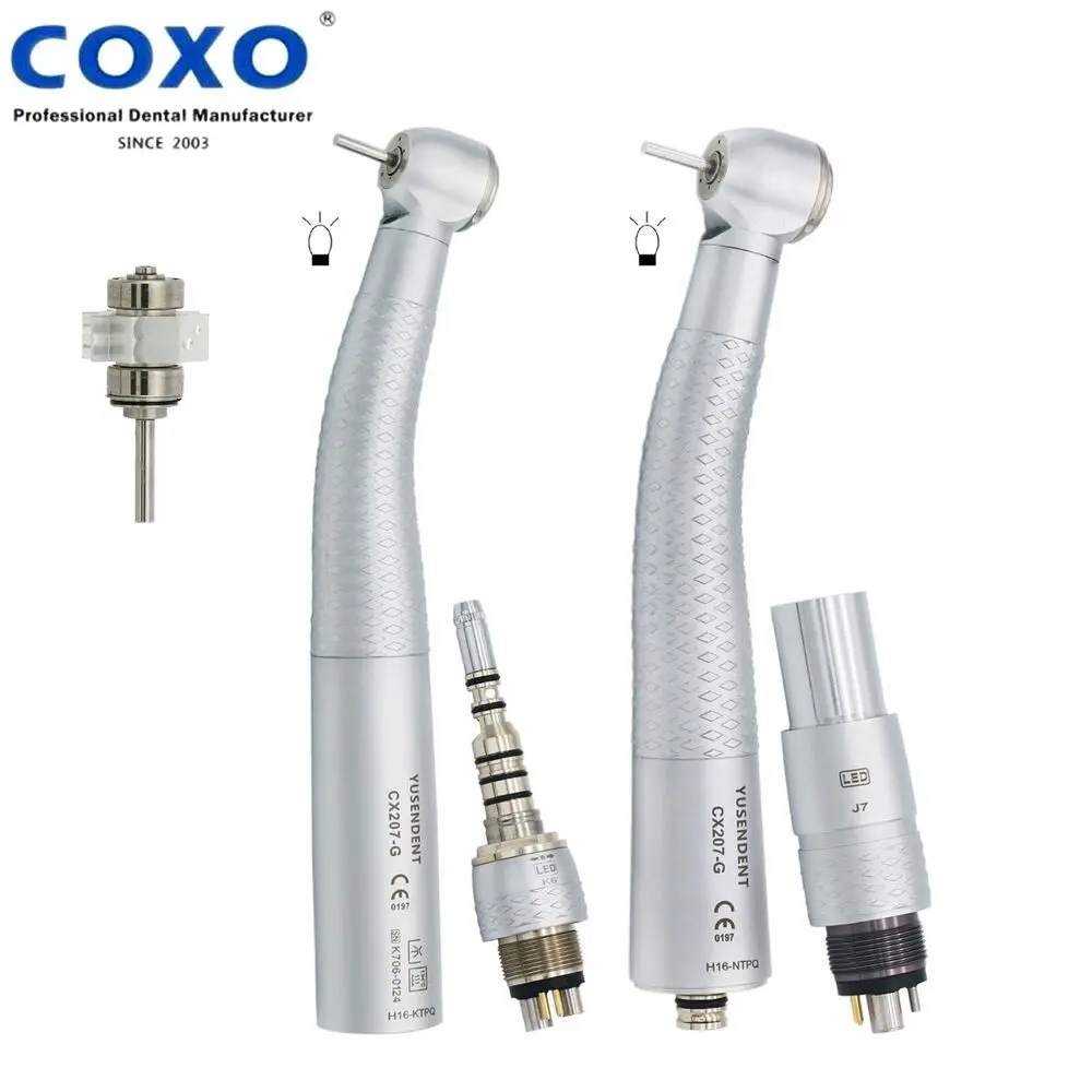 

COXO Dental High Speed Air Turbine Handpiece Fiber Optic Handpiece Torque Head CX207-GK CX207-GN fit Kavo NSK Coupler 6Hole LED