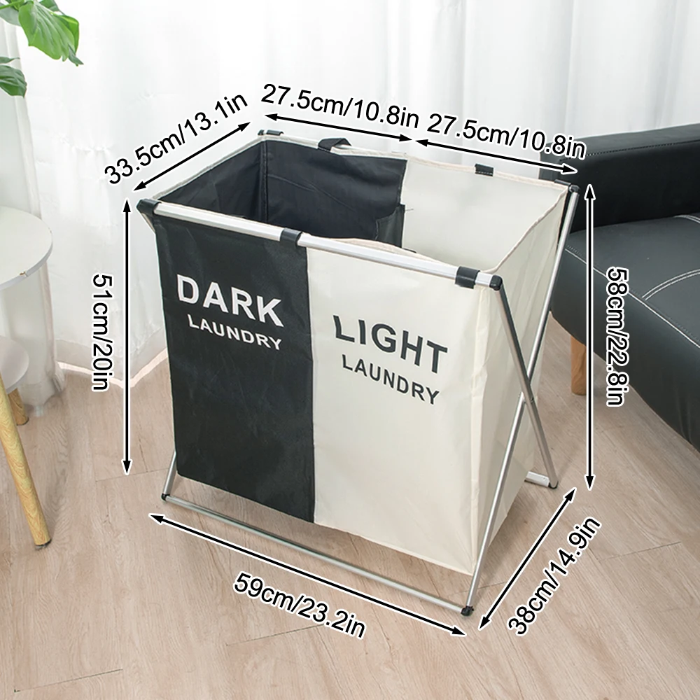 1PC Foldable Compartment Dirty Clothes Basket, Laundry Basket, Bathroom Storage Bucket, Miscellaneous Storage Basket image 4