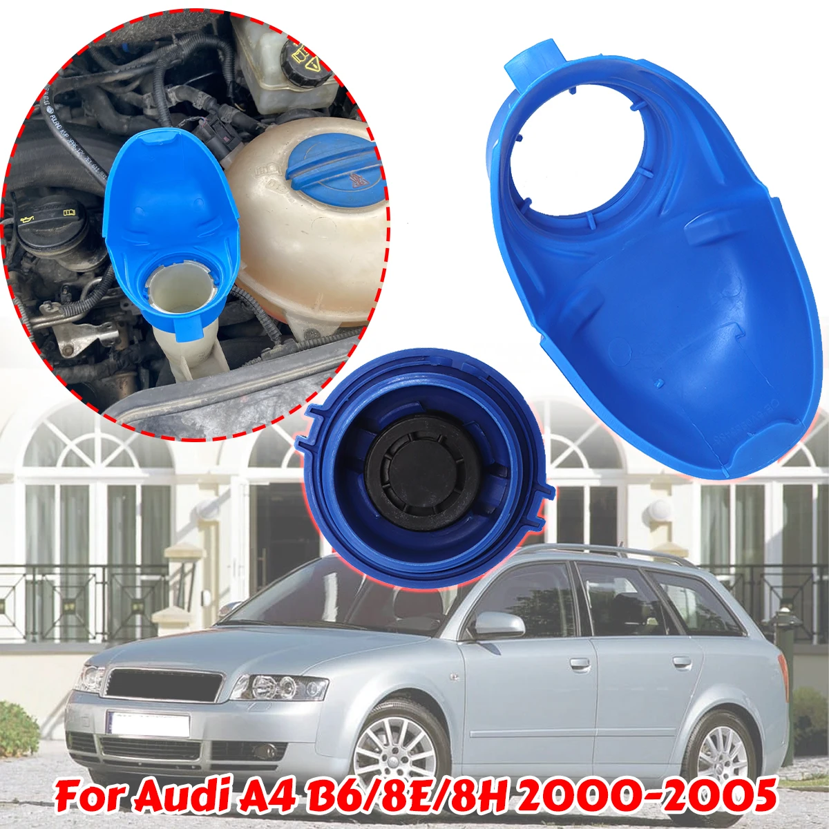 Car Radiator Water Coolant Reservoir Expansion Storage Tank Cover For Audi A4 B6 8E Wiper Washer Fluid Reservoir Bottle Cap Lid