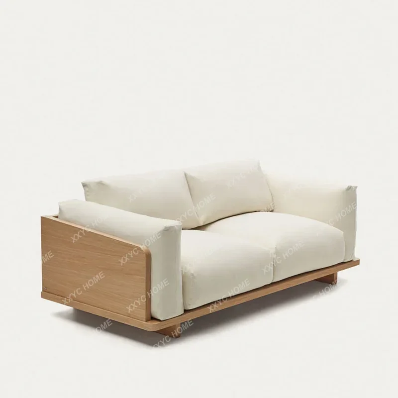 XX Three-Seat Fabric Sofa  Simple  Style Log Quiet Style Living Room Light Luxury