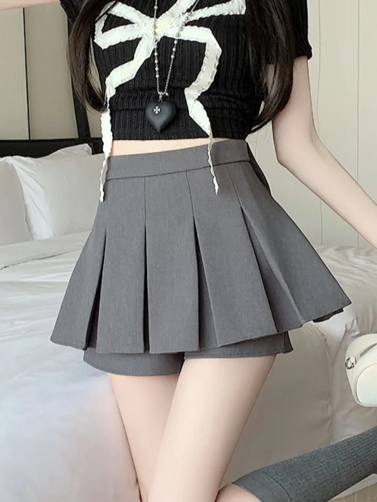 ey Ba Bowknot Ultra-ort Pleated Skirt Women's Summer Pure Desirable  Design Sensation Anti-Light Walking Skirt