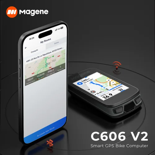 Imagen 2 del producto Ciclocomputador GPS Magene C606V2, Velocímetro de Navegación, Cronómetro de Ciclismo, Odómetro, Luz para Bicicleta, WiFi, Bluetooth, Ant
