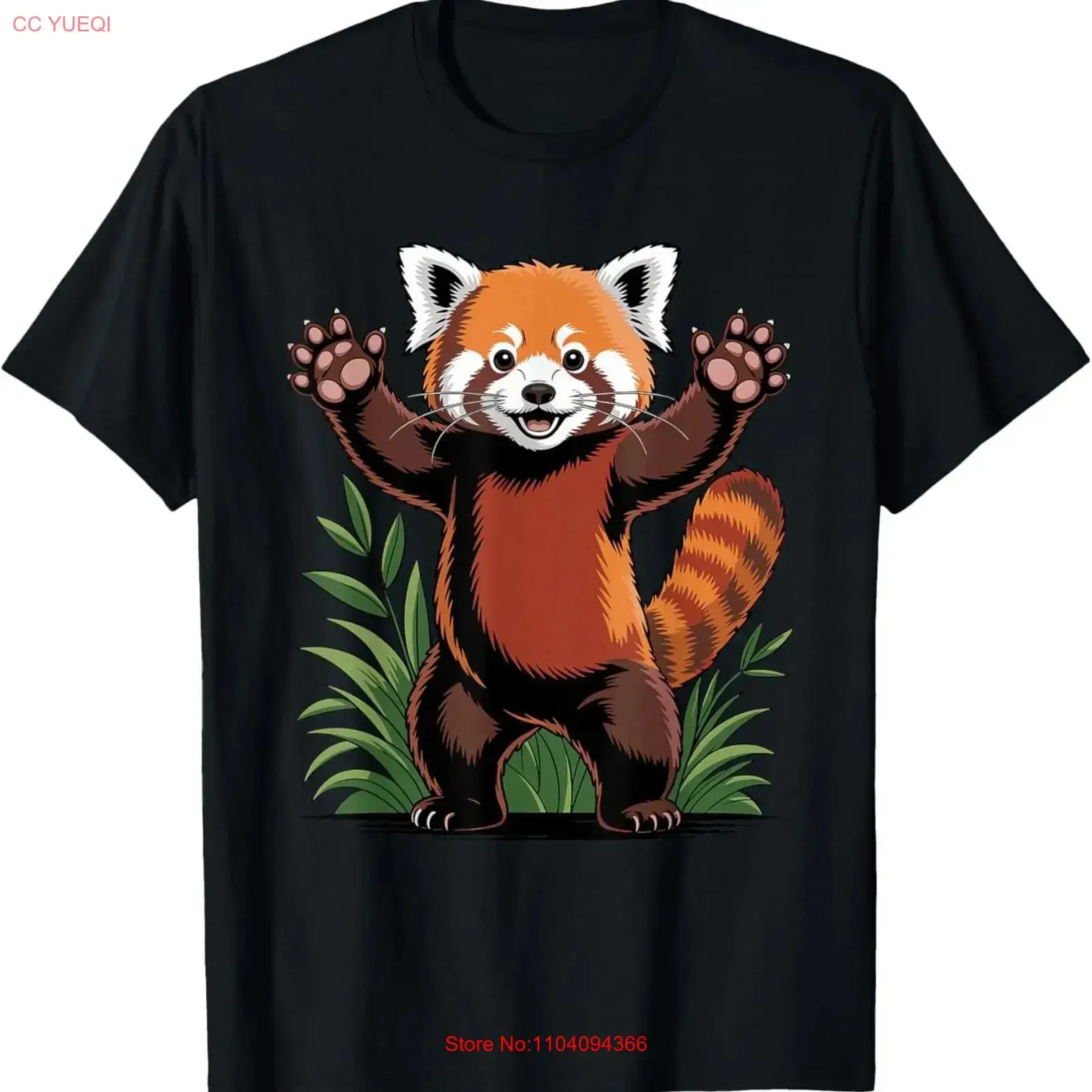 Red Panda Paws Hands Up Kawaii T Shirt vintage Washed fashion Breathable Slightly Soft Stretched Unisex homme Stylish Casual
