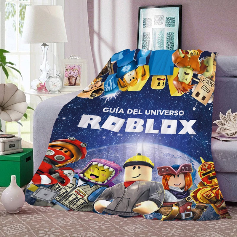 

Nap Blanket Sofa B-Robloxs Game Warm Bed Fleece Camping Custom Fluffy Soft Blankets for Winter Microfiber Bedding King Size