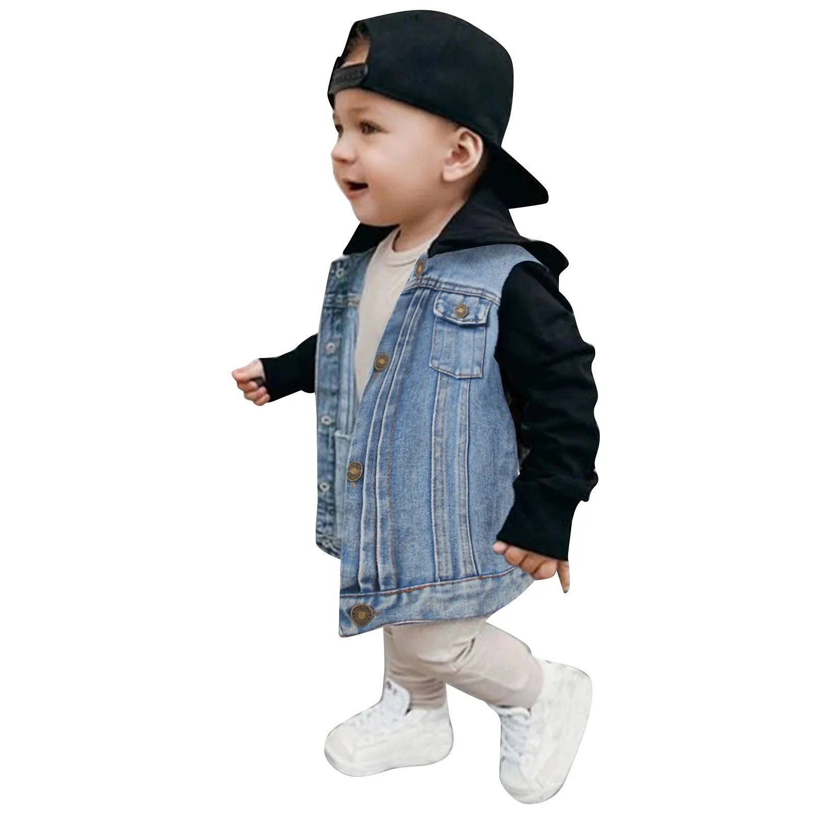 Boys Winter Jacket with Hood Toddler Boys Girls Windproof Denim Patchwork Toddler Girl Jacket Winter Coats for Children Boys