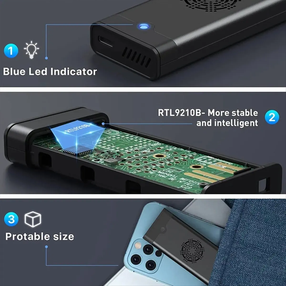ABGN M2 SSD Case M.2 NVMe SATA SSD Enclosure Adapter 10Gbps USB 3.2 Gen2 USB C External Enclosure Supports M and B M Keys