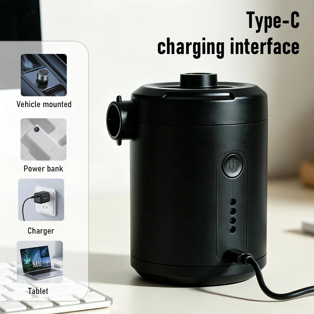 Portable 5200mAh Air Pump Wireless Inflator Deflator Dual Use for Camping Tent Air Mattress Pool Float Inflatable Swimming Ring