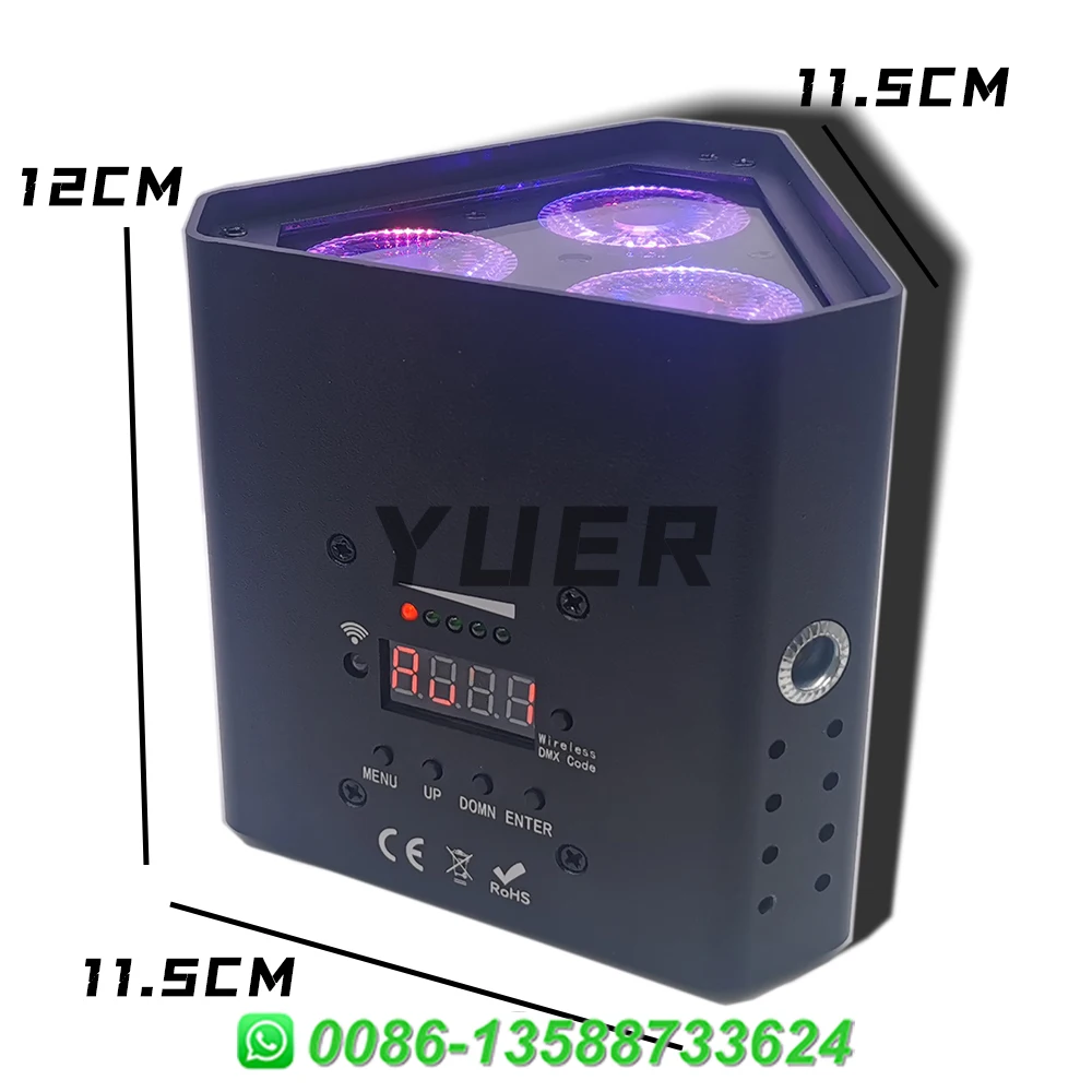 Nieuwe Mini Battery Operated Wedding Uplight 3X18W Rgbwauv Led Draadloze Dmx Wifi App Afstandsbediening Dj Disco par Geluid Party Lichten