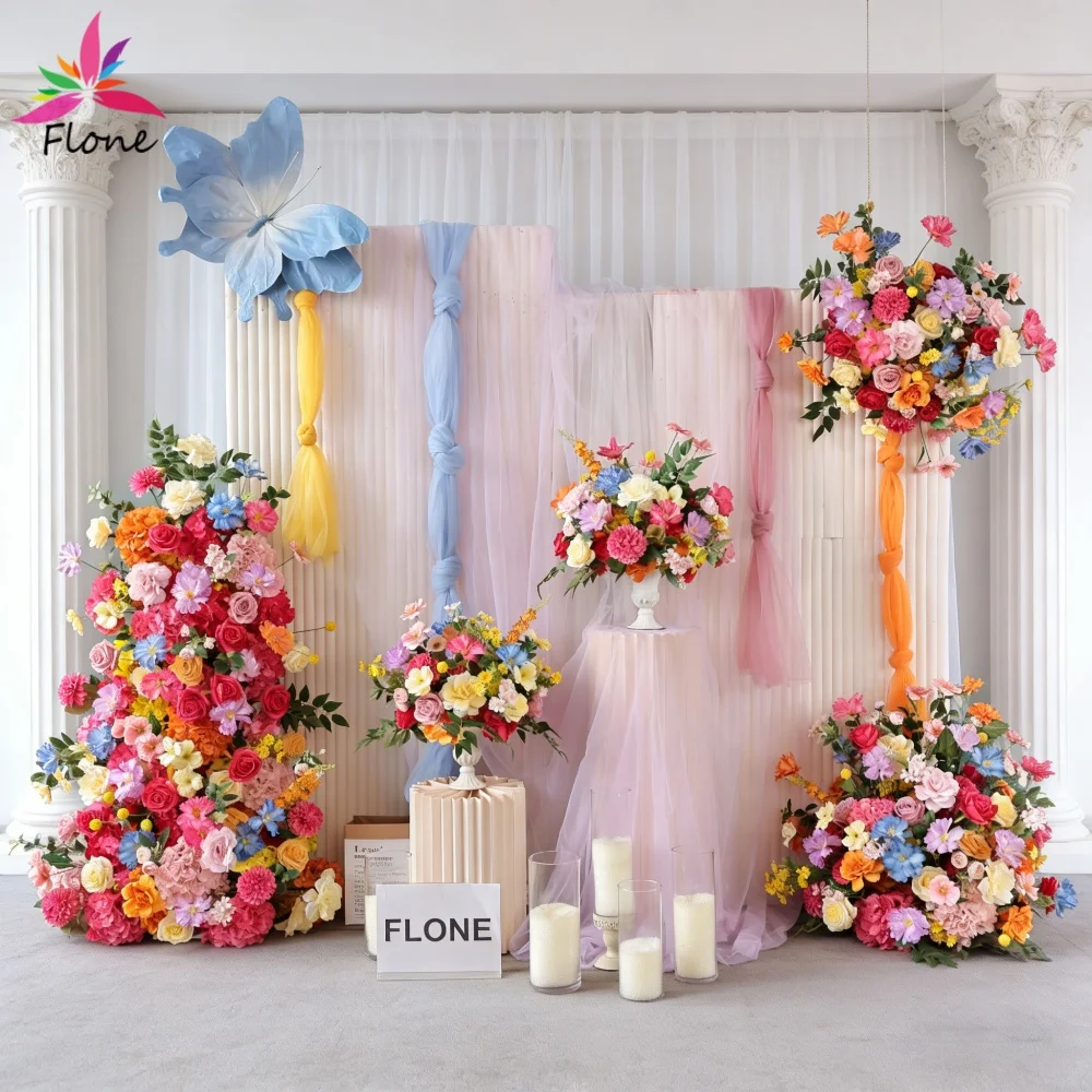 

Spring Color DIY Artificial Flowers Arrangements - Rose, Hydrangea, Green Leaves & More for Wedding Party Decor Supplies FL2981