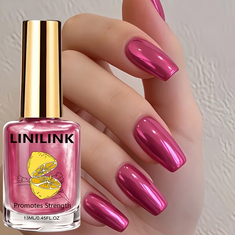 Mirror Raspberry Nail Hardener, Y2K style, natural quick-dry, boosts shine. For parties/gifts, summer beach, women's manicure.